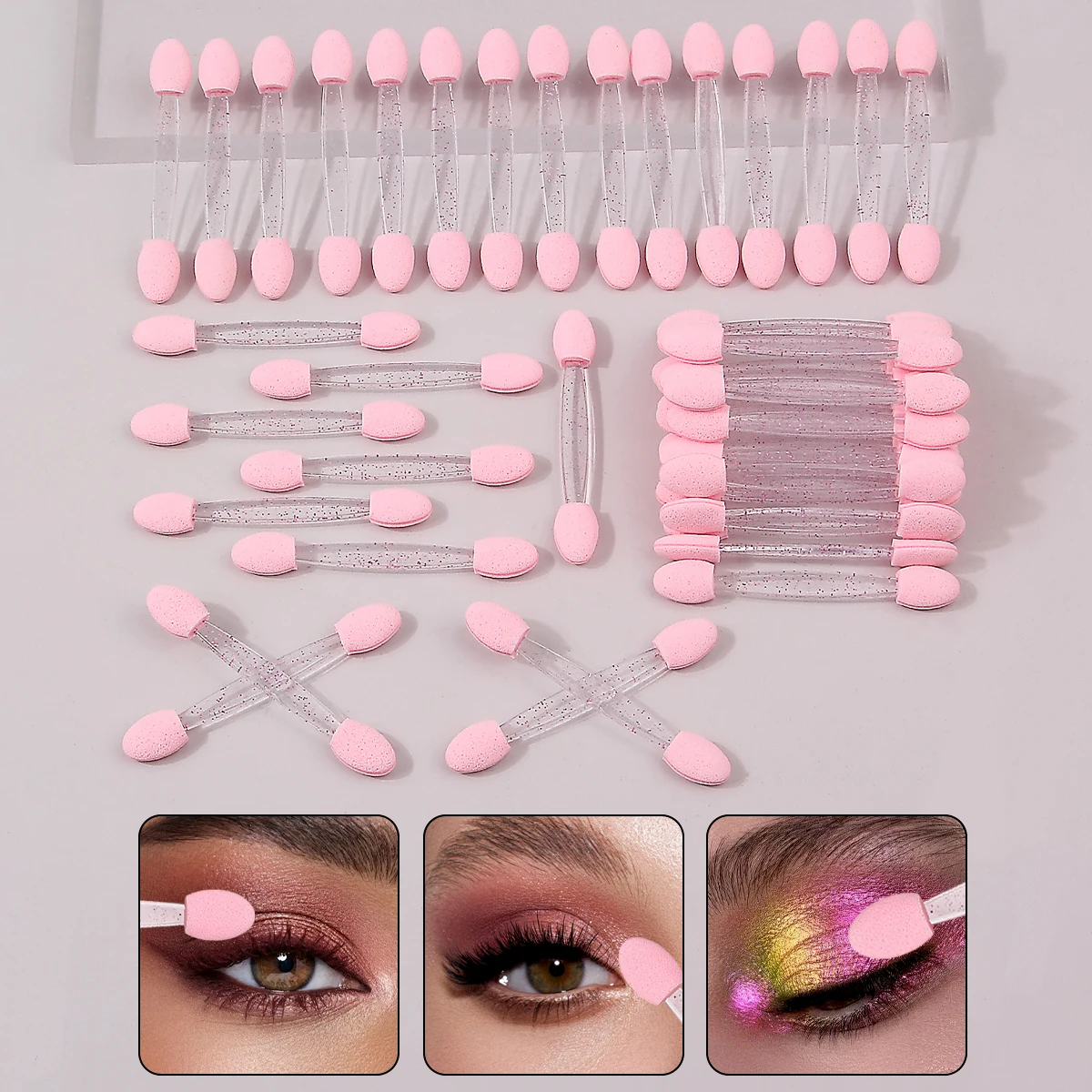 10/20/50/100PCS多機能双頭スポンジアイメイクブラシは、ネイルの汚れや汚れツールとしても使用できます。