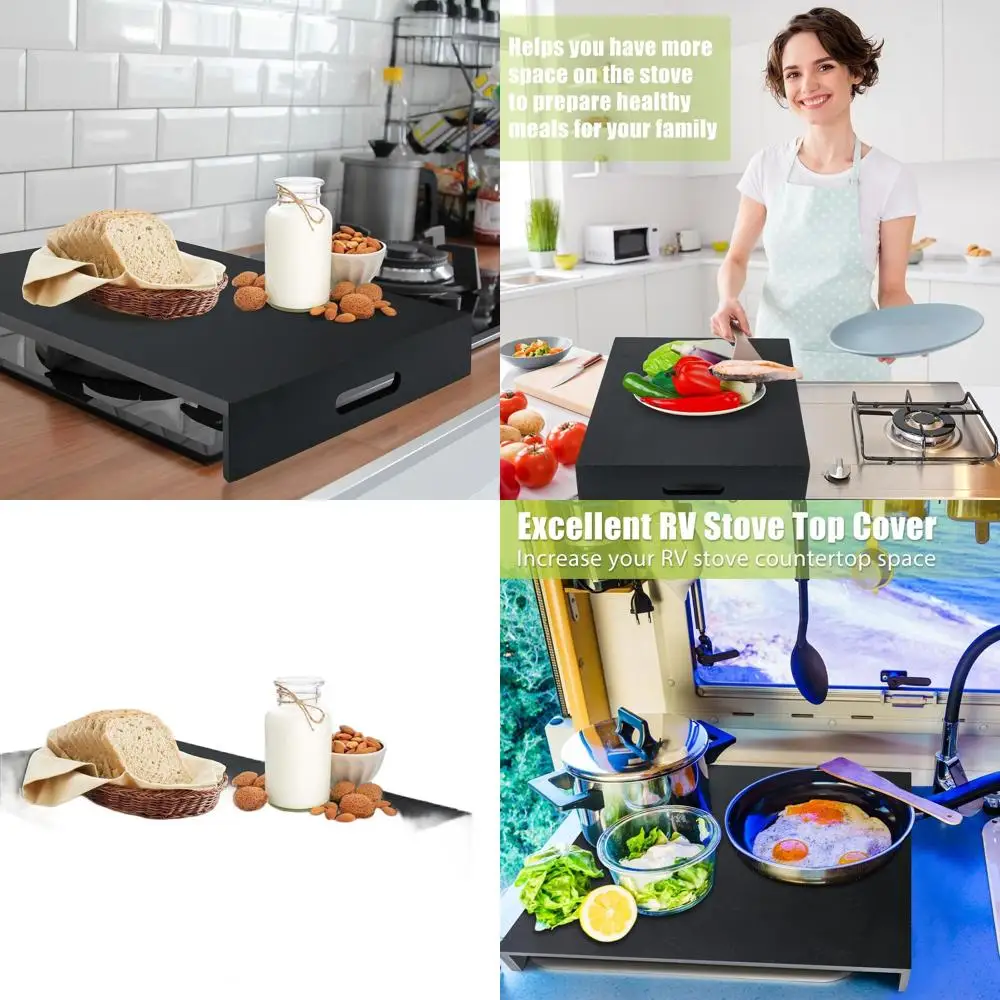 

Черный деревянный чехол для плиты и раковины на колесах, 29,92 x 22,05, доска для лапши для электрических/газовых горелок