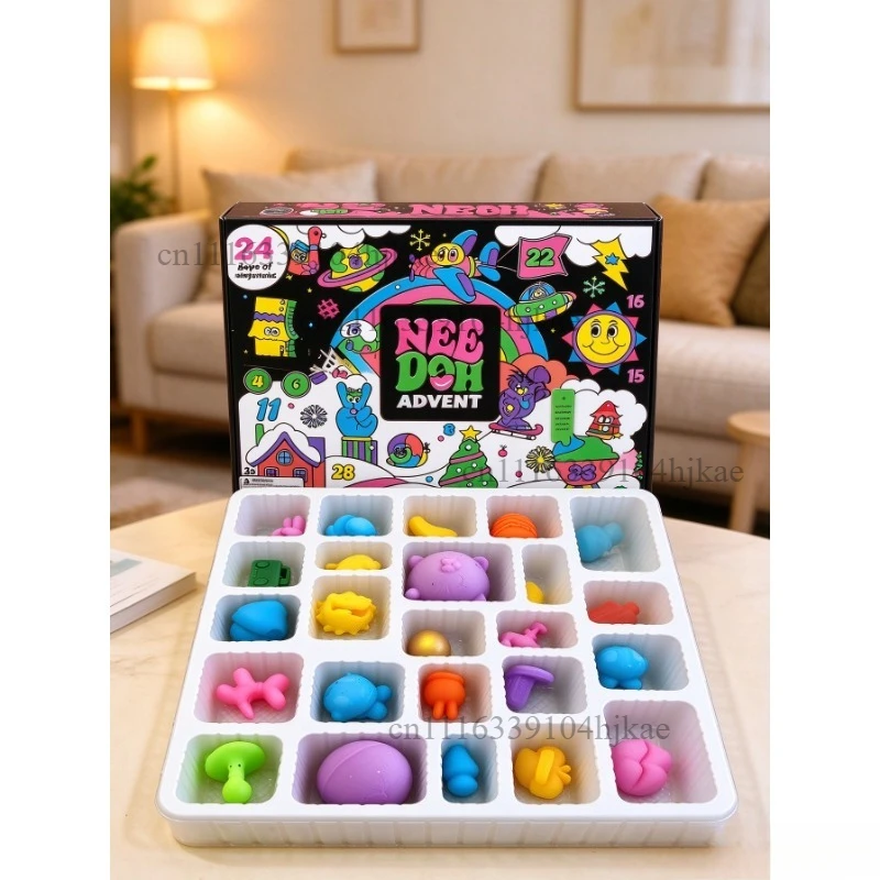 2026 NeeDoh Advent Calendar 3D PVC Fidget Doll Christmas Countdown Calendar Surprise Box Stress Relief Toy New Year Holiday Gif