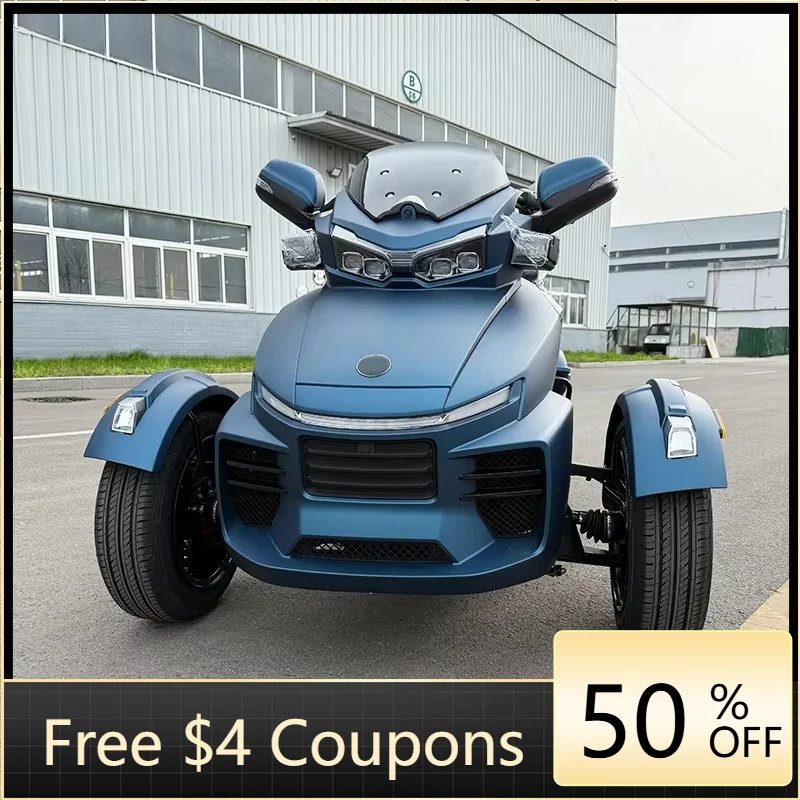 Rs EEC-certified OEM blue 500CC brushed motor CVT reverse three-wheel motorcycle, large capacity 130km/h ABS TCS travel motorcyc