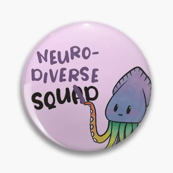 Neurodiverse Squid  Soft Button Pin Brooch Badge Metal Creative Cute Collar Women Clothes Fashion Decor Lover Jewelry Cartoon