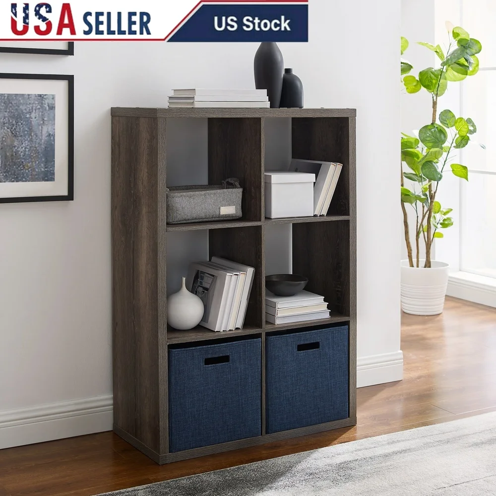 

6-Cube Storage Cabinet Versatile Durable Organization Unit Gray Finish Ideal Living Room Bedroom Kitchen Easy Assembly