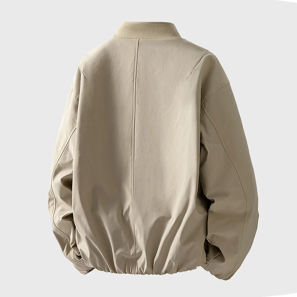 Spring Autumn Men Coat Thin Stand Collar Long Sleeve Zipper Male Jacket Simple Loose Windproof Business Casual Man Outerwear