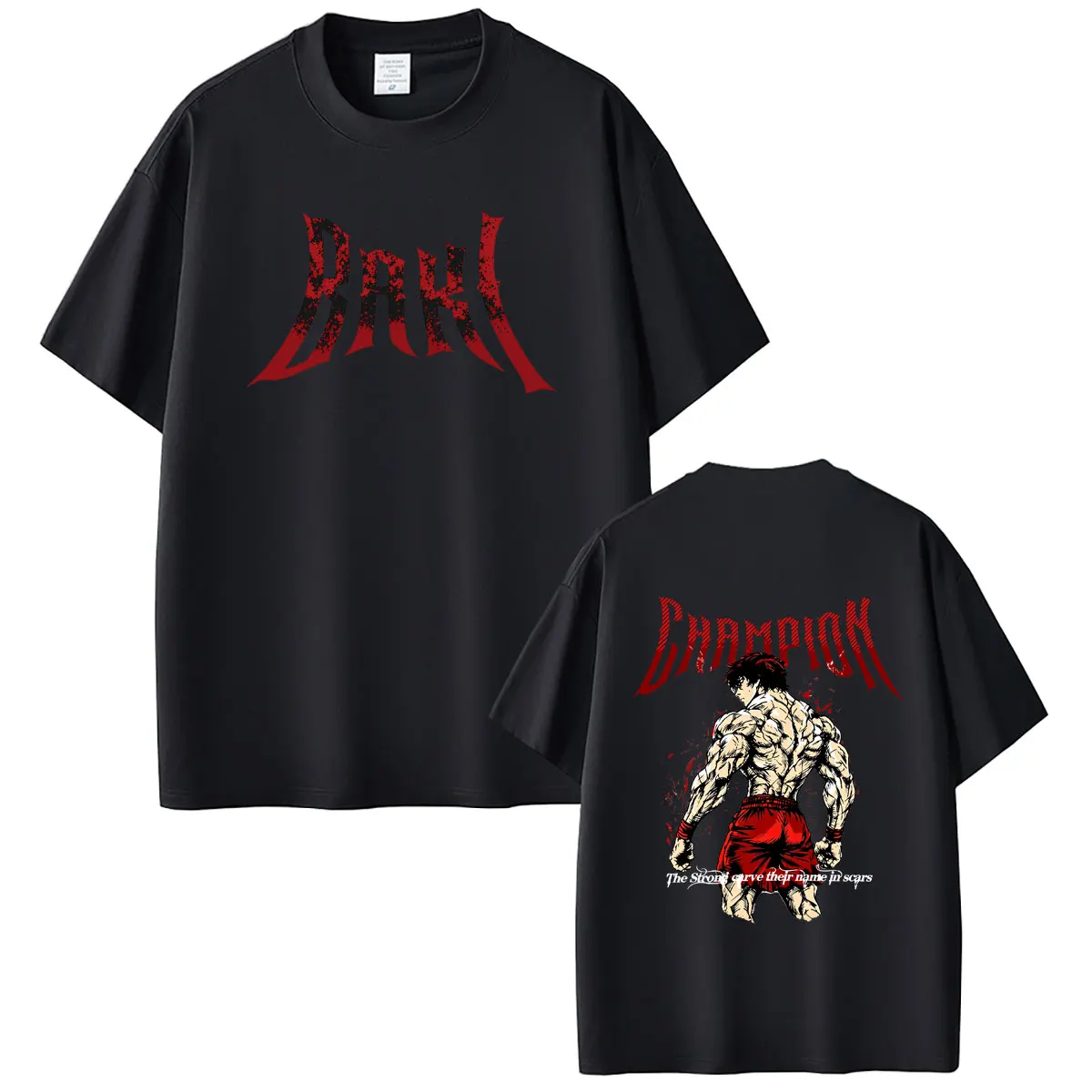 Anime Baki The Grappler Baki Hanma The Strong Carve Their Name in Scars T Shirts Men's Women's Fashion Vintage Oversized T-shirt