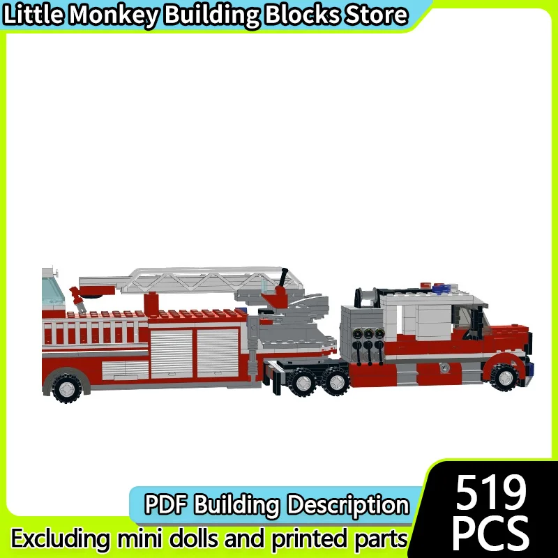 

Urban Rescue Vehicles Model MOC Building Bricks Fire Tiller Truck Modular Technology Children Holiday Gifts Assemble Toys Suit