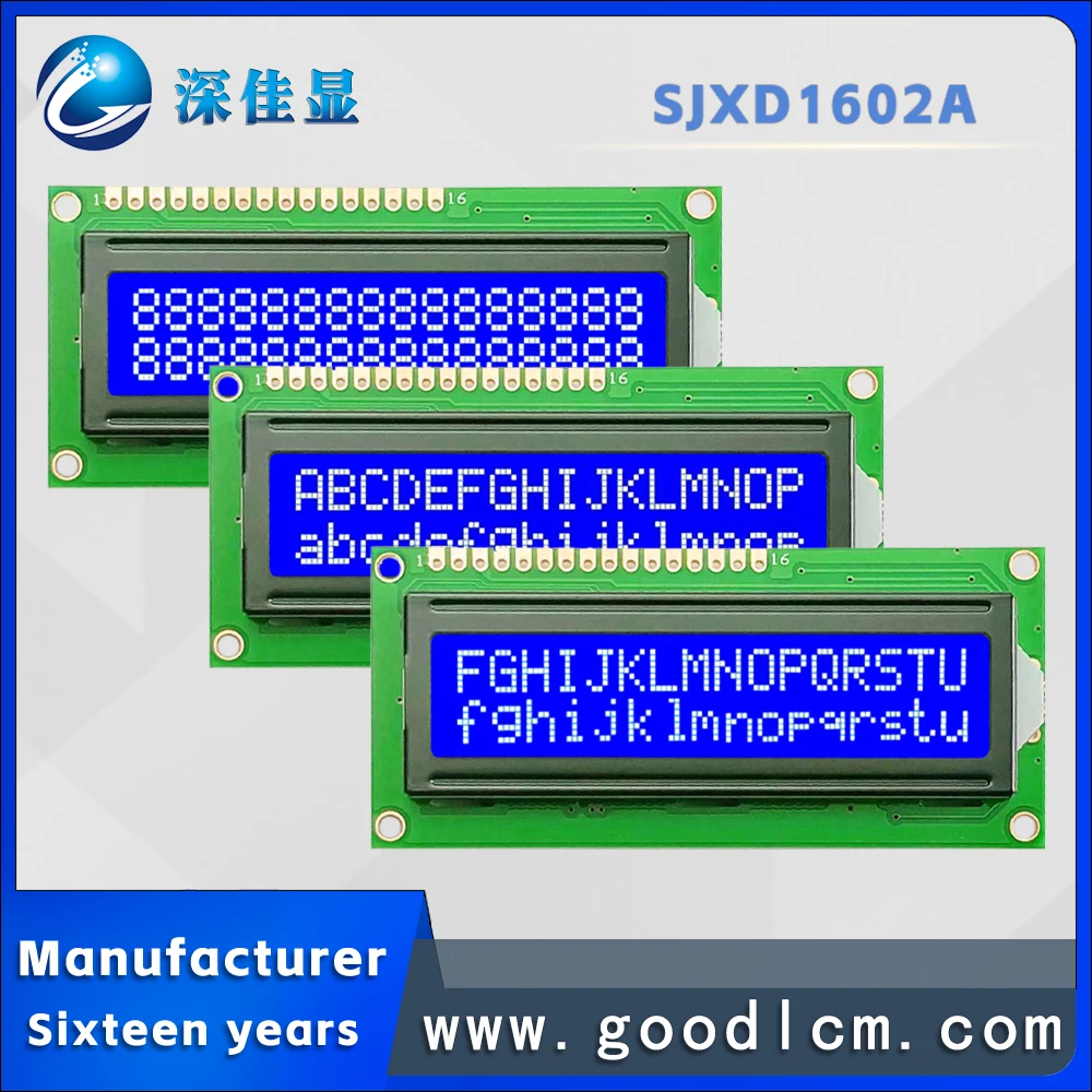 Excellent quality 1602 lcd Character display screen JXD1602A STN Blue Negative industrial equipment dot matrix display