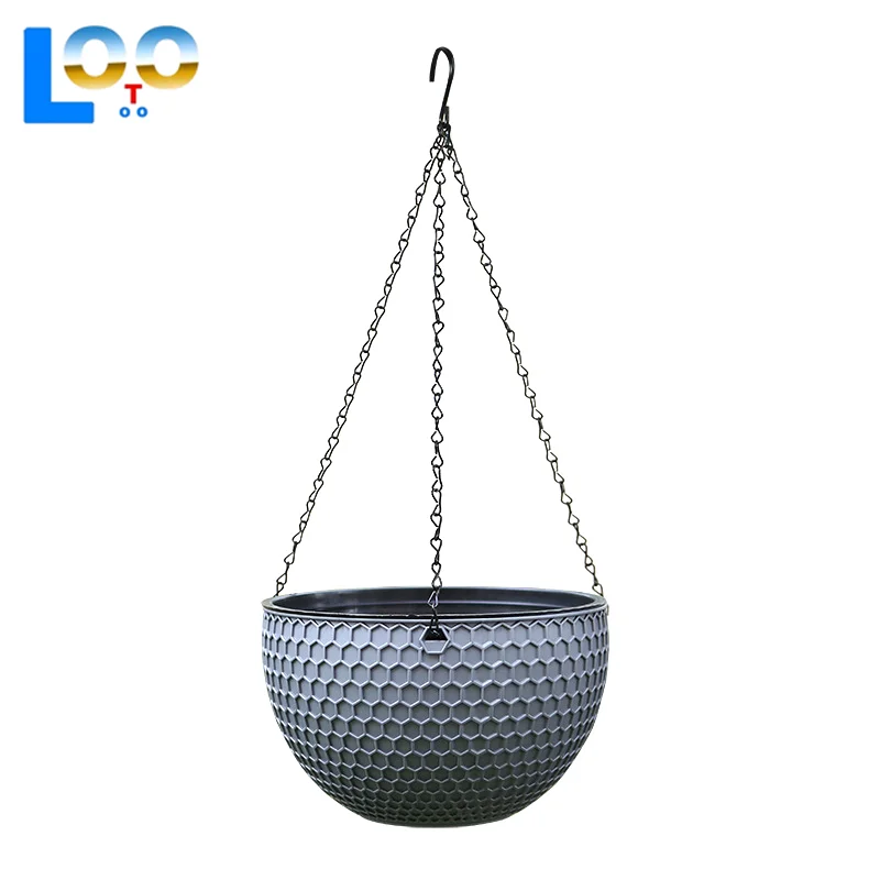 1pcs Hanging Basket Flowerpot Garden Plastic Flowerpot Outdoor Flowerpot Chain Type Plant Hanging Basket Flowerpot