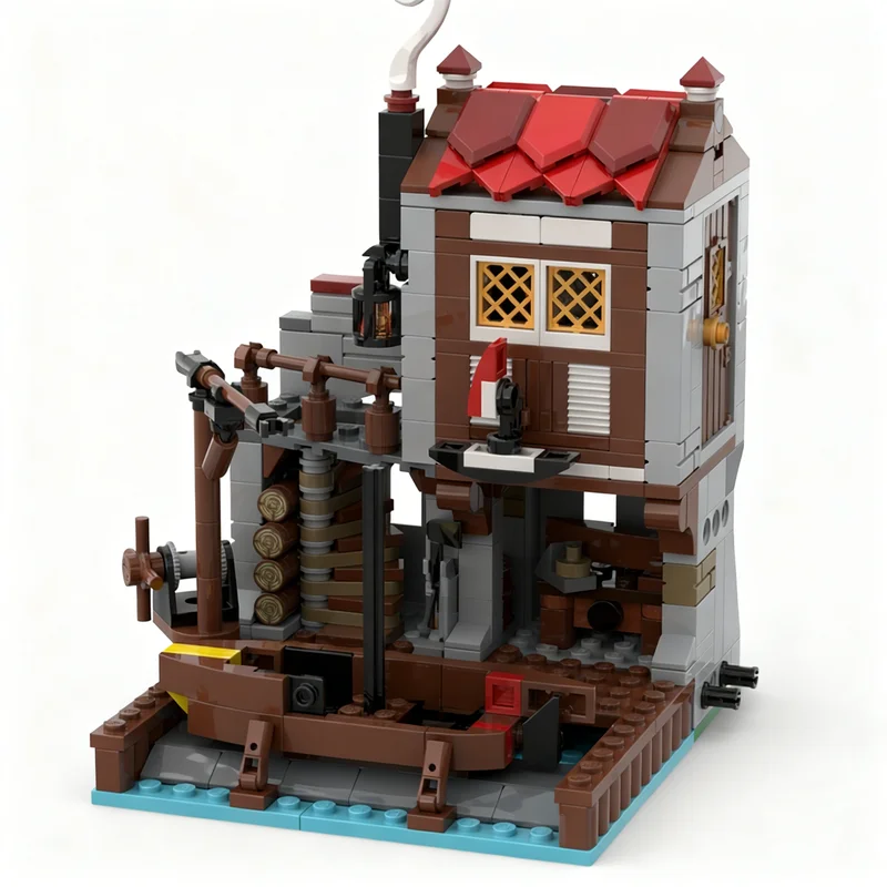 445pcs MOC Shipyard Module Seaside Market Castle Model Building Blocks Construction Toy Festival Gift Idea Education