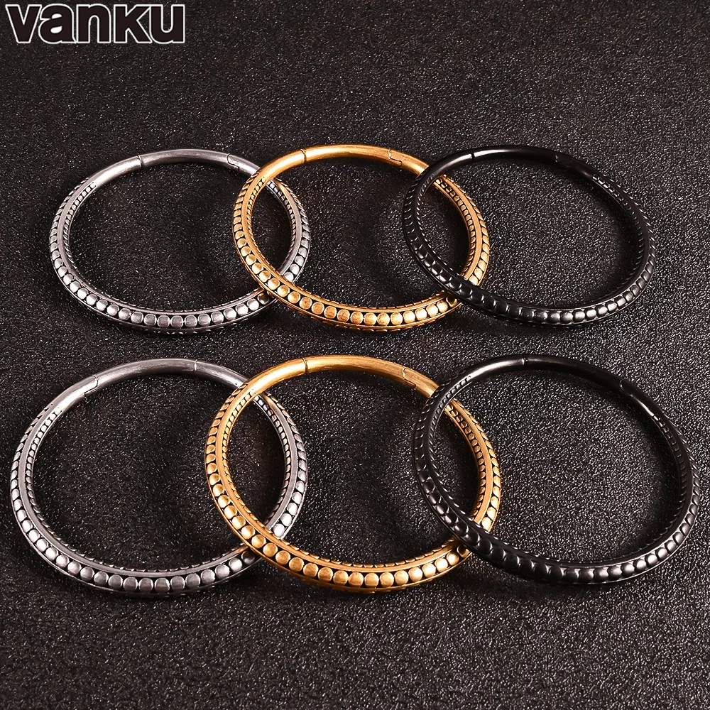 Vanku 10pcs New Punk Round Hoops Ear Weights for Stretched Stainless Steel Ear Expander Body Piercing Tunnel ear Jewelry