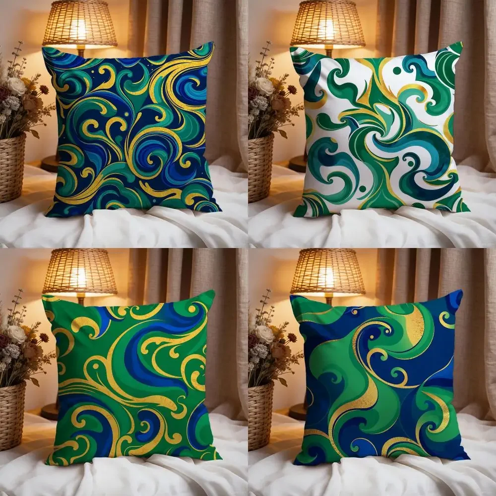 LLuxury Glitter Flowing Pattern Cushion Cover Premium Comfort Reversible Pillow Cove -Two in One Design for Any Room & Car