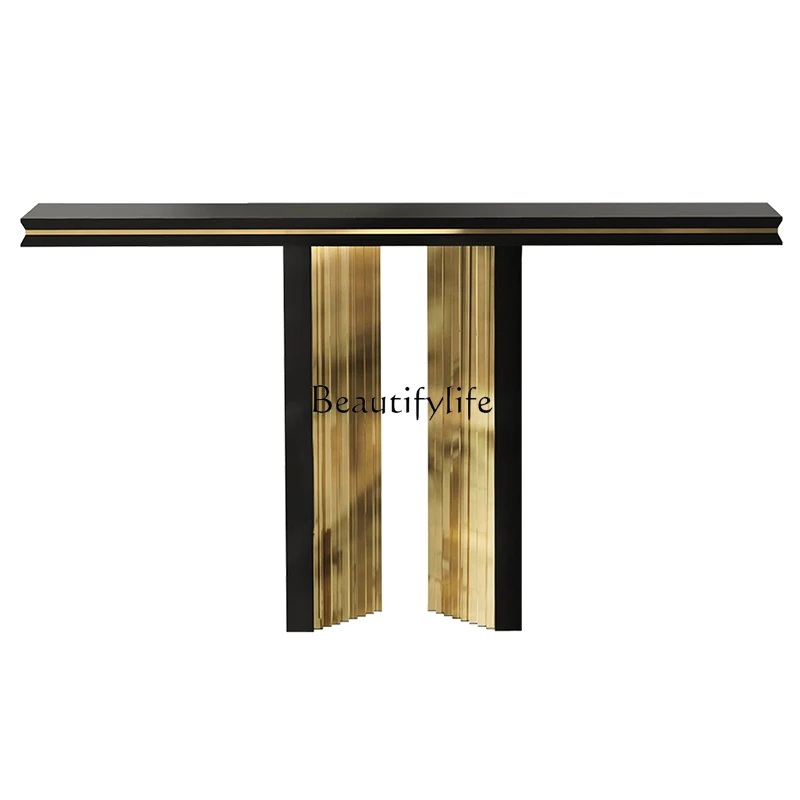 

Minimalist light luxury entrance modern simple living room aisle entrance platform rock slab end view platform