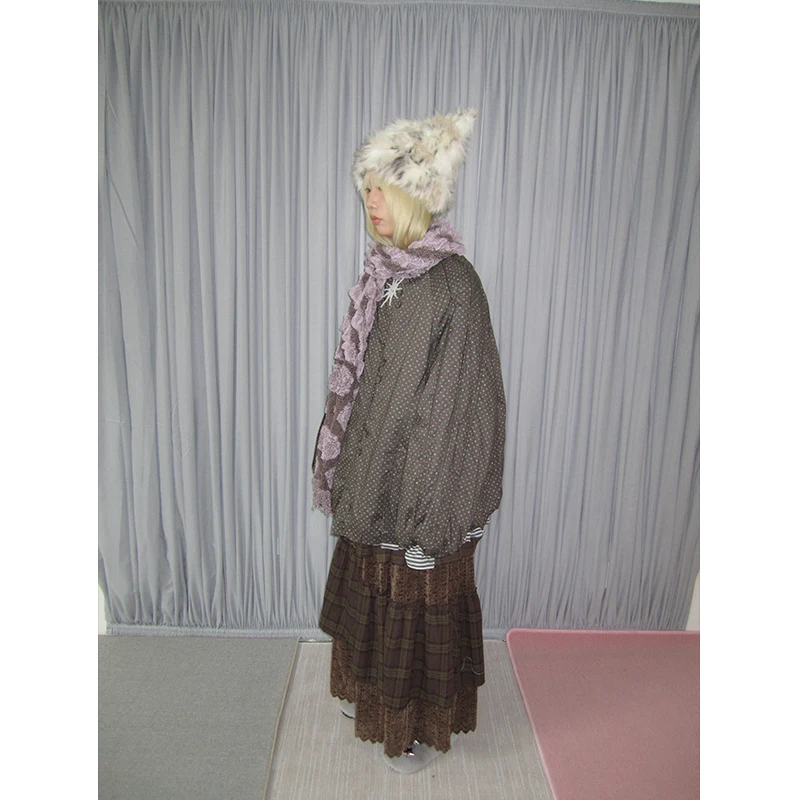 

Retro Korean Sle Winter Cotton Jaet Loose Fit Warm Versatile Floral Detailing Commute Sle Pure E-commerce S