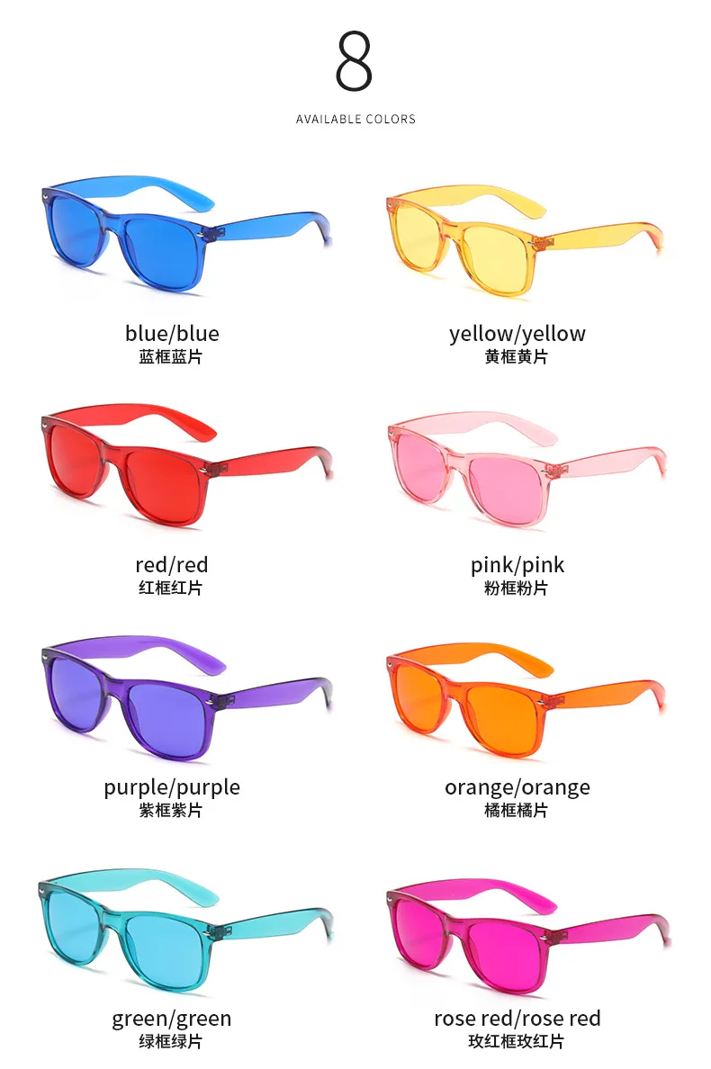 8pcs Colour Light Therapy Chakra Healing Glasses,Colored Lenses Mood-boosting Chromotherapy Glasses,Ultimate Fashion Sunglasses