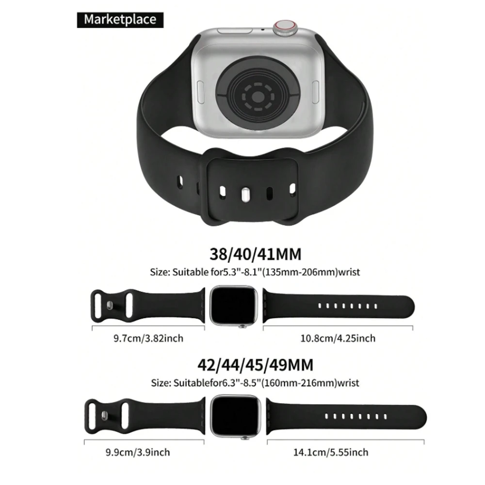 シリコーンループ Apple Watch バンド女性 10/9/7/38 ミリメートル 40 ミリメートル 41 ミリメートル 42 ミリメートル 44 ミリメートル 45 ミリメートル 46 ミリメートルストラップ