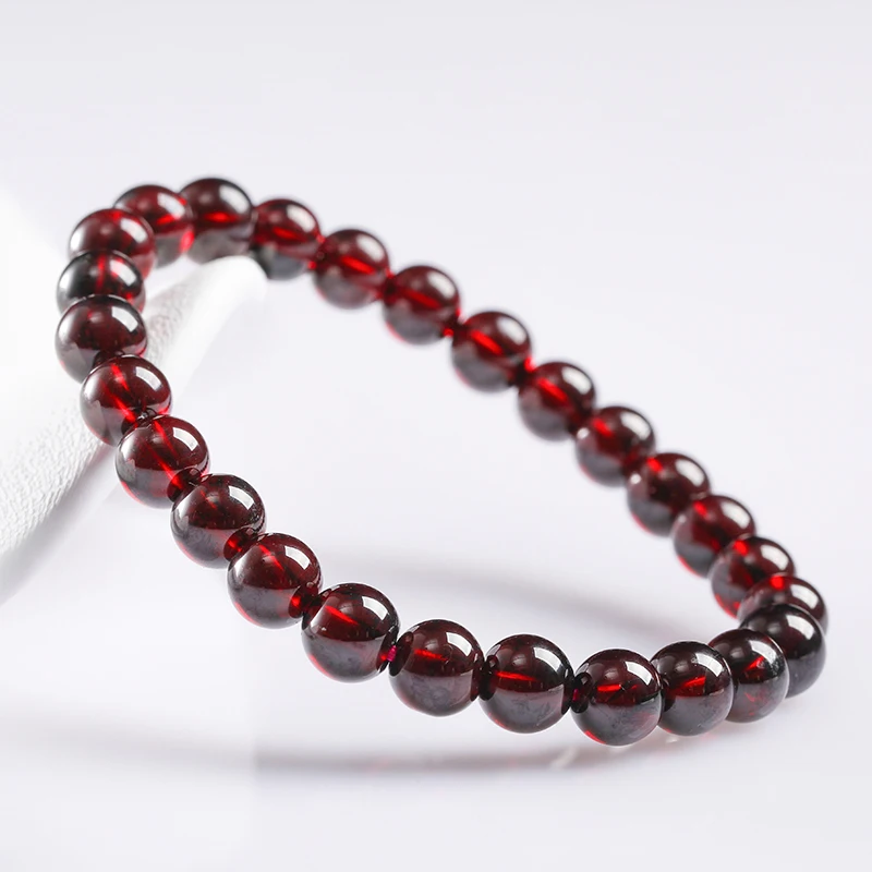 JD 7A Quality Natural Garnet Wine Red Bead Bracelet Women Bangle Men Bracelet Lucky Energy Healing Jewelry Valentine's Day Gifts view 2