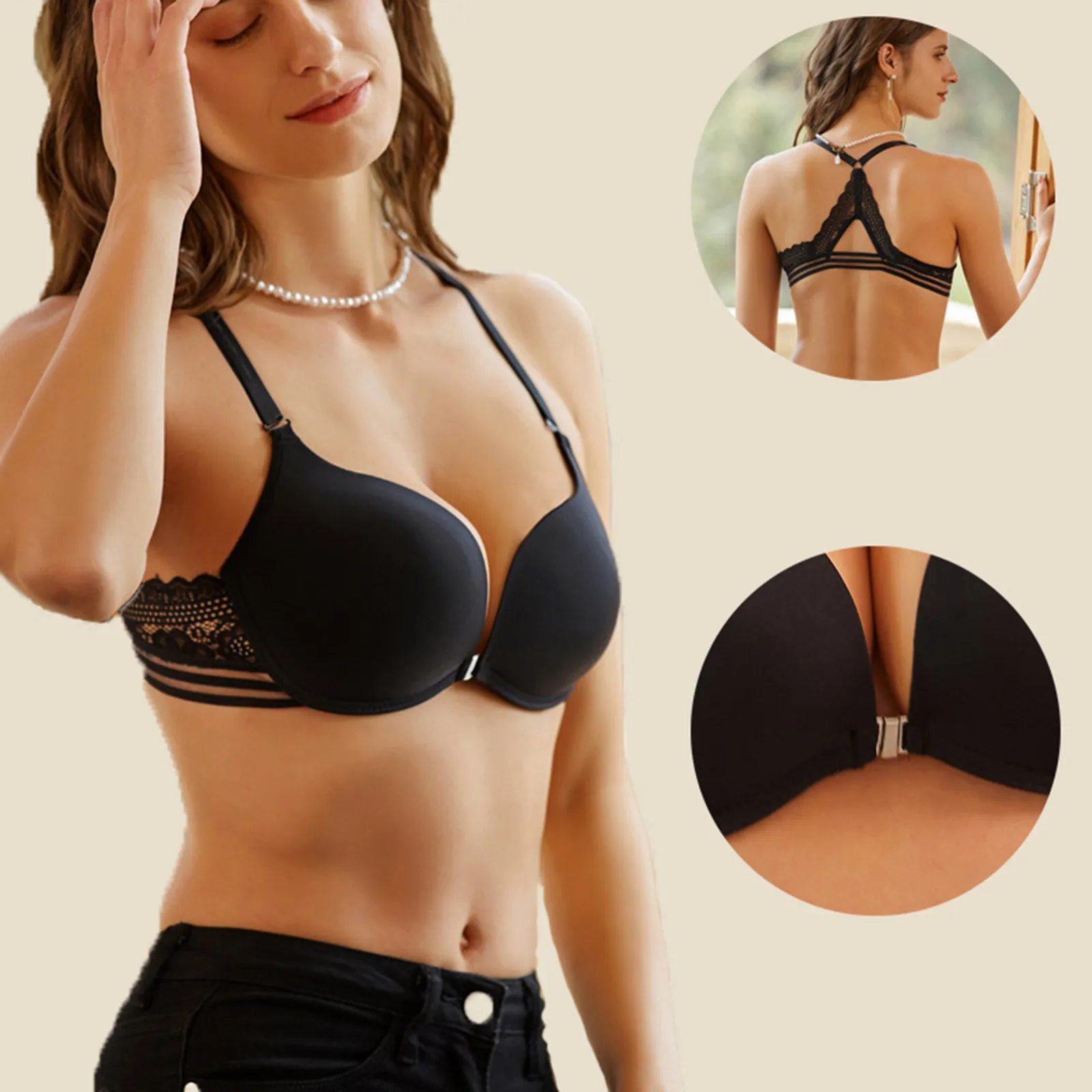 

Bralettes Bras Womens Underwear With Steel Ring Push Up Bras Front Buckle Sexy Soft Underwear Comfortable Intimates Brassiere