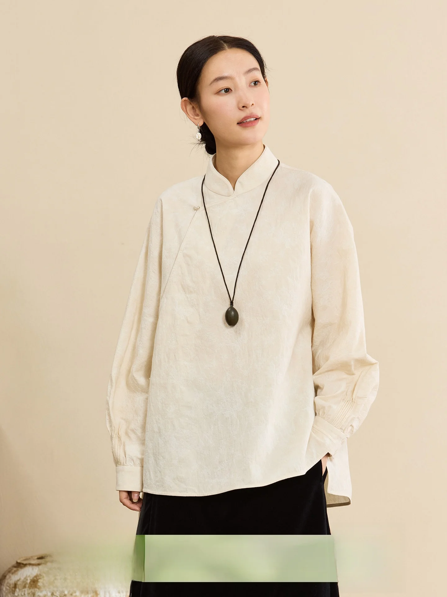 

Xueji Original Artistic l Zen Sle Pure Cotton Stand Collar Asymmetrical irt Comfortable Breathable Women's Faion