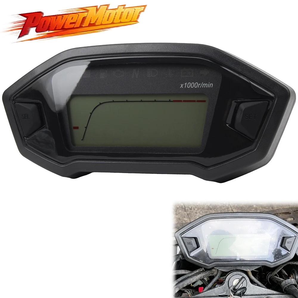Universeller Digitaler Motorrad-Tachometer LCD-Motordrehzahlmesser Instrumentencluster Blinker-Anzeige Voltmeter Ölstandsanzeige