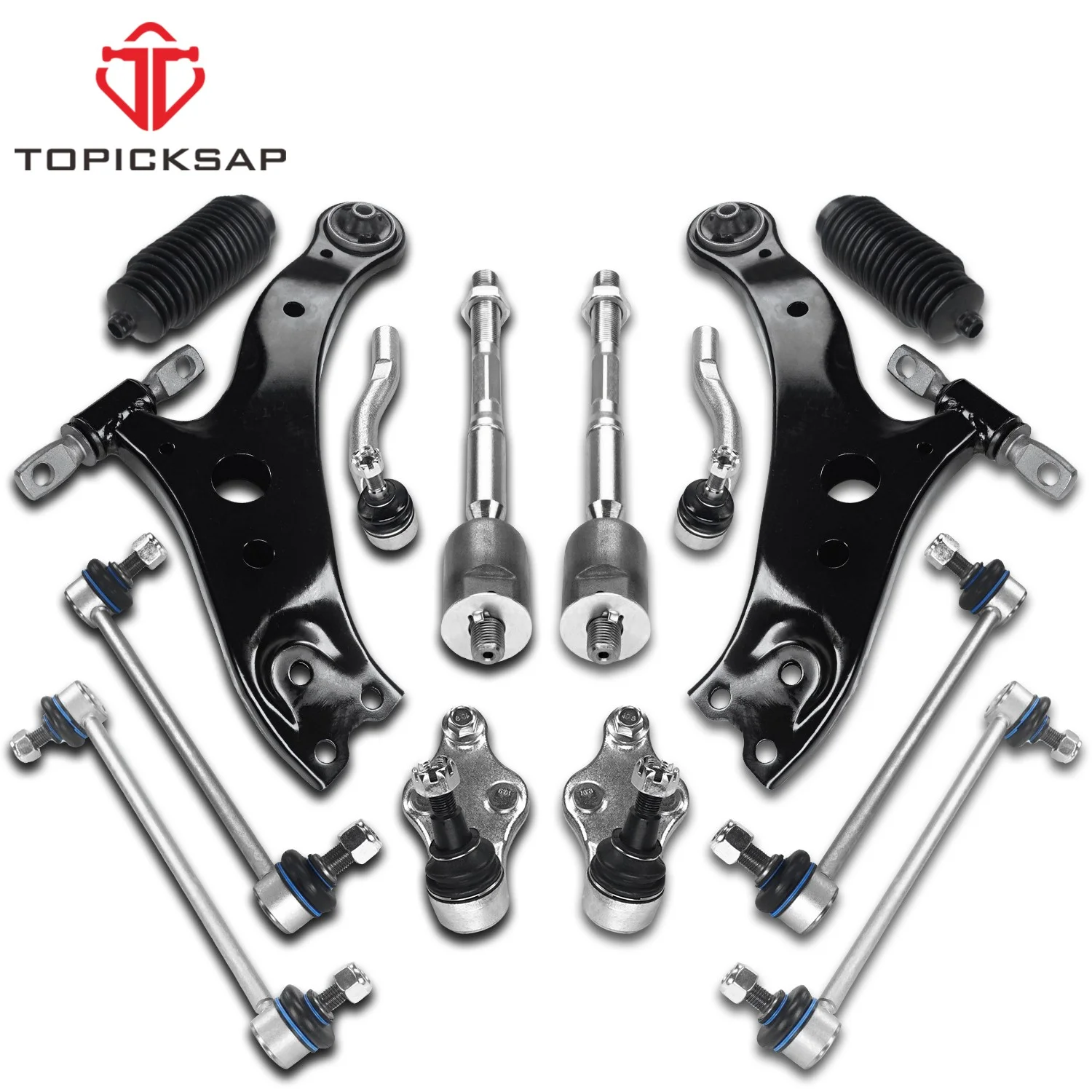 TOPICKSAP 14pc Front Lower Control Arm Stabilizer Sway Bar End Link Tie Rods Kits for Toyota Camry 2007 2008 - 2011 4806906070