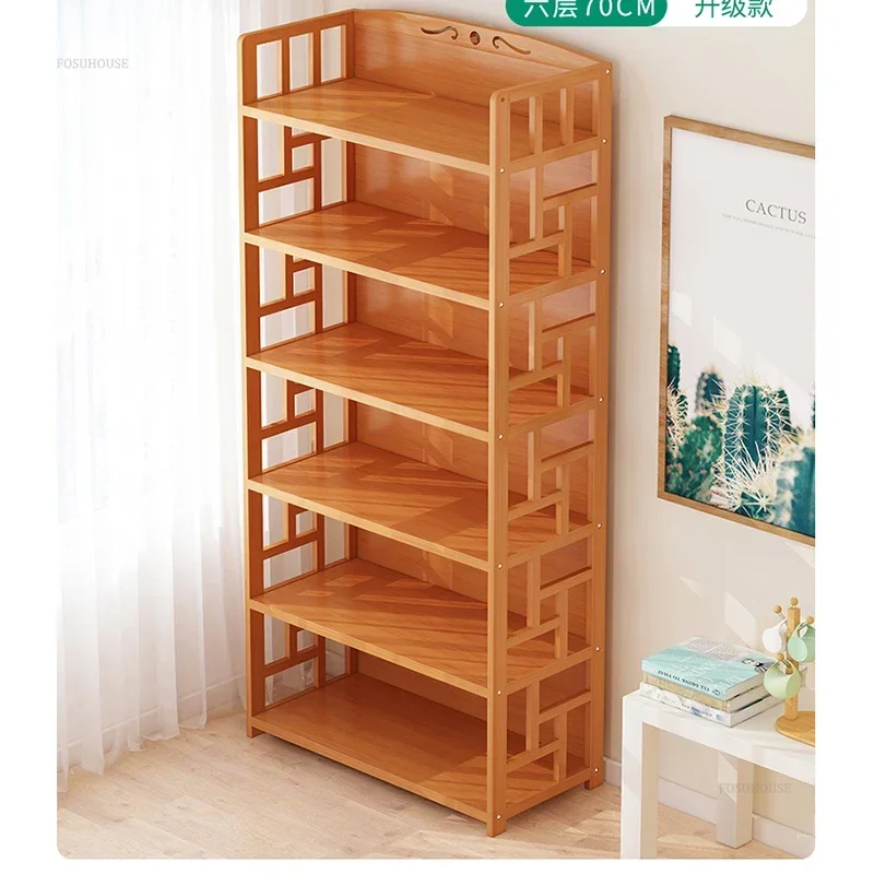 Chinese Creative Bookcases for Bedroom Small Narrow-sided Floor-standing Bookcase Simple Bamboo Design Book Shelf for Entrance