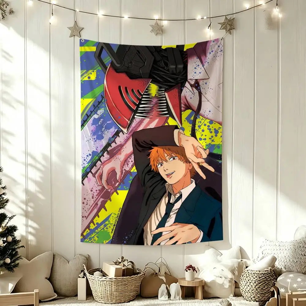 C-Chainsaw-man Denji   Flags Wall Hanging Tapestry Outdoor Garage Room Decorative flag Background Blanket