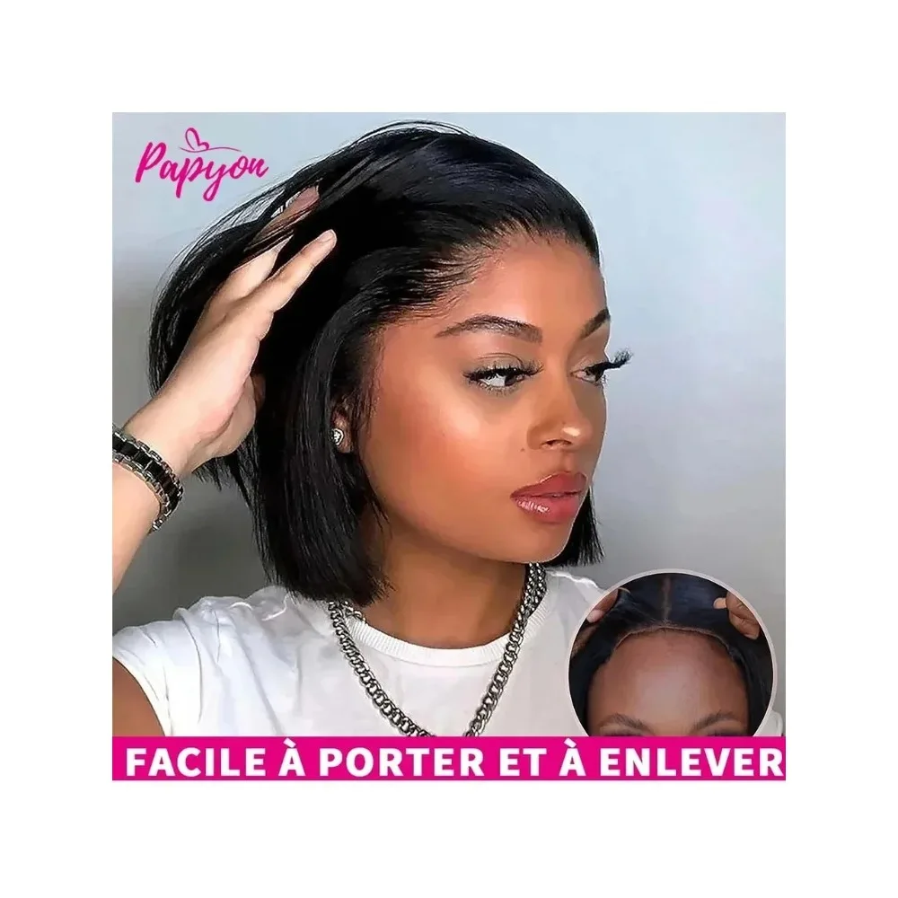 Bone Straight Short Bob Wig, Lace Front