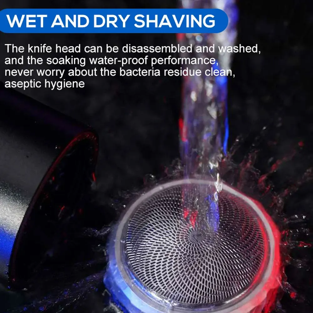 Mini Rechargeable Portable shaver with multiple blades and all-aluminum body supporting TYPE-C charging LED digital display