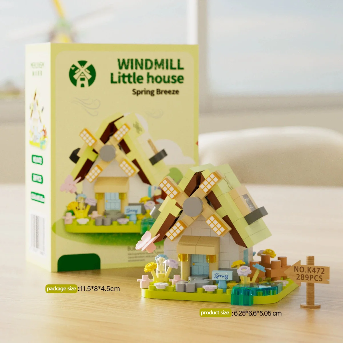 MOC Windmill Cottage Micro Building Blocks Kit Wooden House Hut Log Cabin Bricks Toys for kids Gift