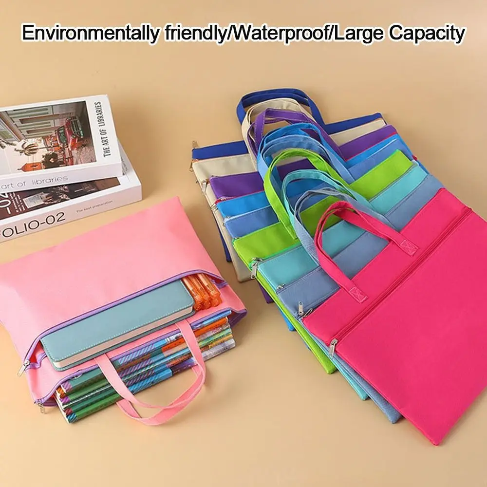A4 حقيبة ملفات المحمولة سستة أكسفورد القماش مقاوم للماء 8k رسم رسم الفن حقيبة التخزين حقيبة قماش قنب مدرسة مكتب الايداع المنتجات