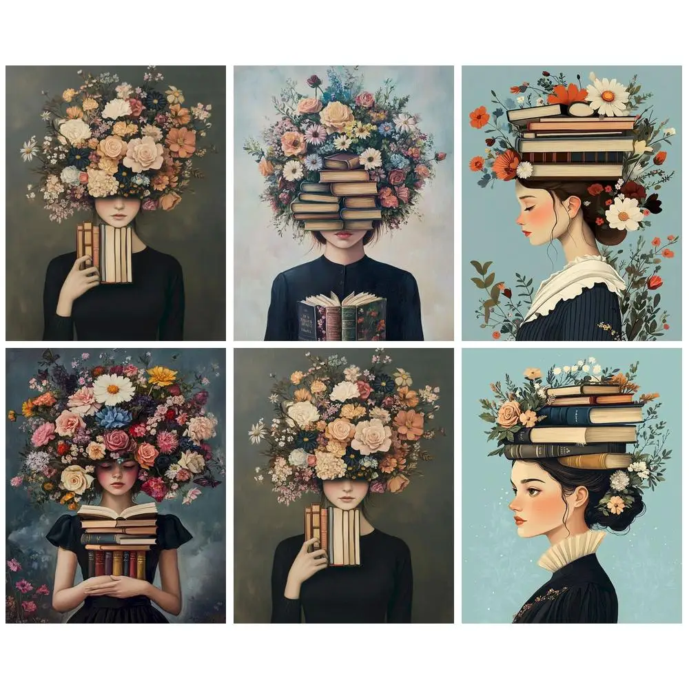 

GATYZTORY Diamond Mosaic Woman Rhinestones Pictures Girl Painting Portrait Flower Book New Arrivals Handmade Hobby