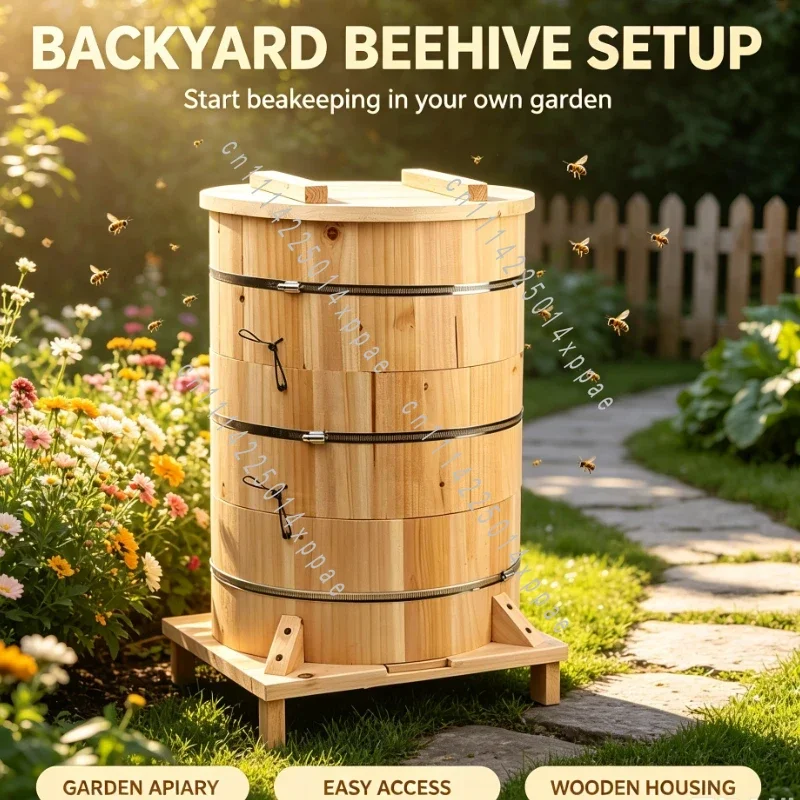 Multi-layer Double King Box Small Lattice Bee Raising Chinese Medium Bee Round Barrel Beehive Raw Field Luring Bees