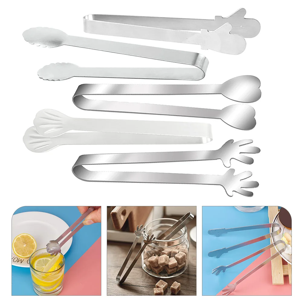 5 Buah Penjepit Makanan Baja Tahan Karat Anti Selip untuk Memasak Bbq Prasmanan Salad Steak Pembuka Roti Penyajian Serbaguna