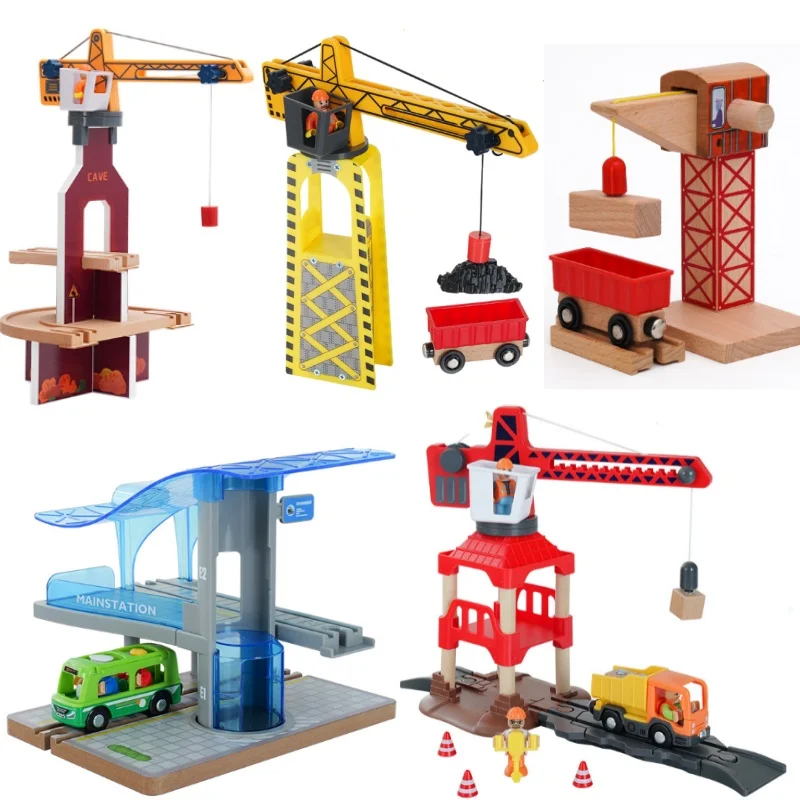 NEW Wooden Track Hanging Tower Train Track Accessories Magnetic Stroller Game Scene Decoration Track Toys