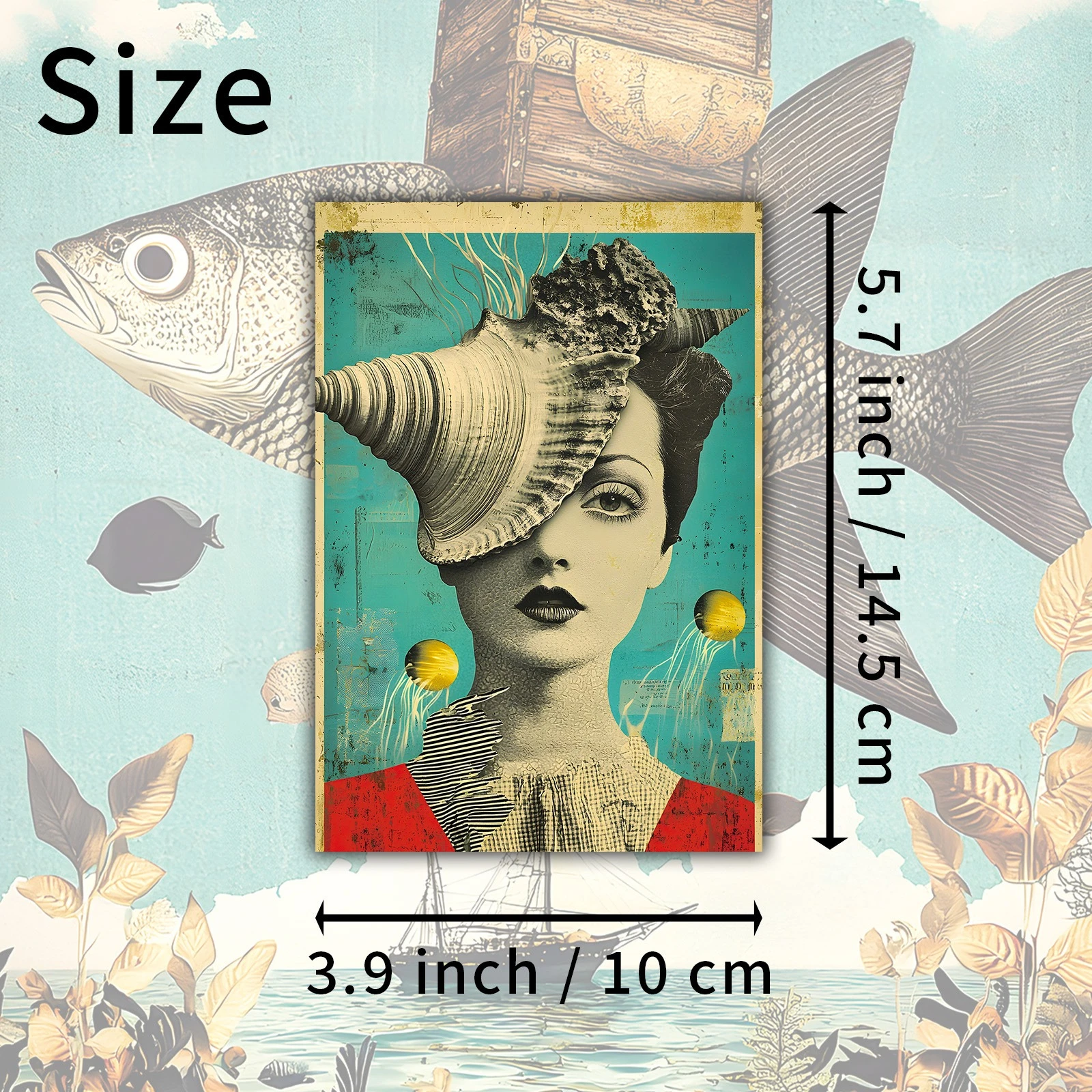 20PCS Vintage Surreal Nautical Collage Postcards, Classic Style Illustrations, Used for Scrapbooks and Handmade Crafts