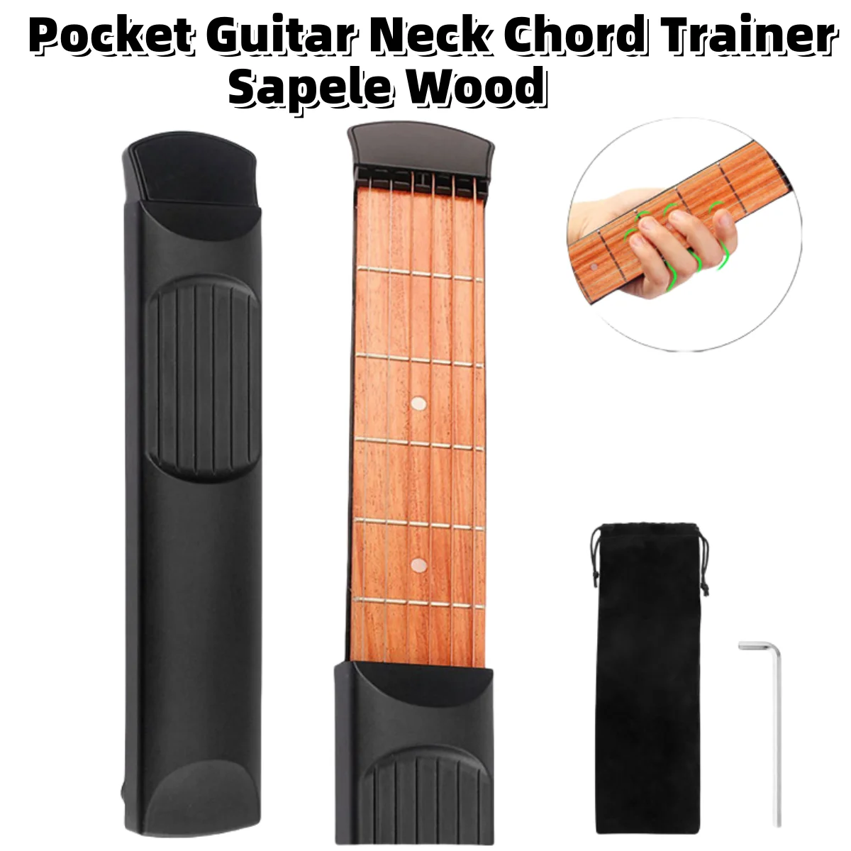 6 traste modelo portátil bolso guitarra pescoço acordes trainer sapele madeira guitarra prática ferramenta para treinador iniciante exercício