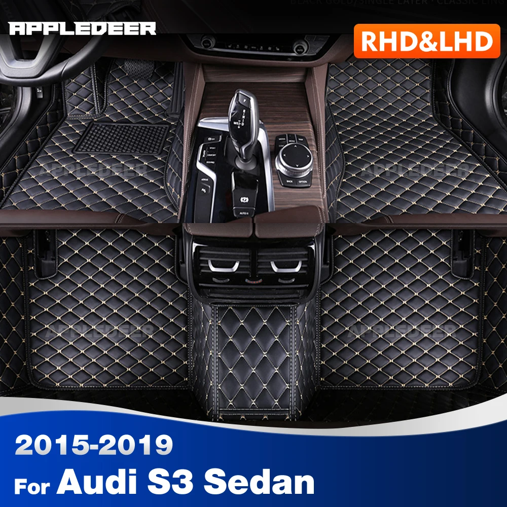 

Автомобильные коврики для Audi S3 Sedan 2015 2016 2017 2018 2019, пользовательские автомобильные подушечки для ног, автомобильный ковер, аксессуары для интерьера