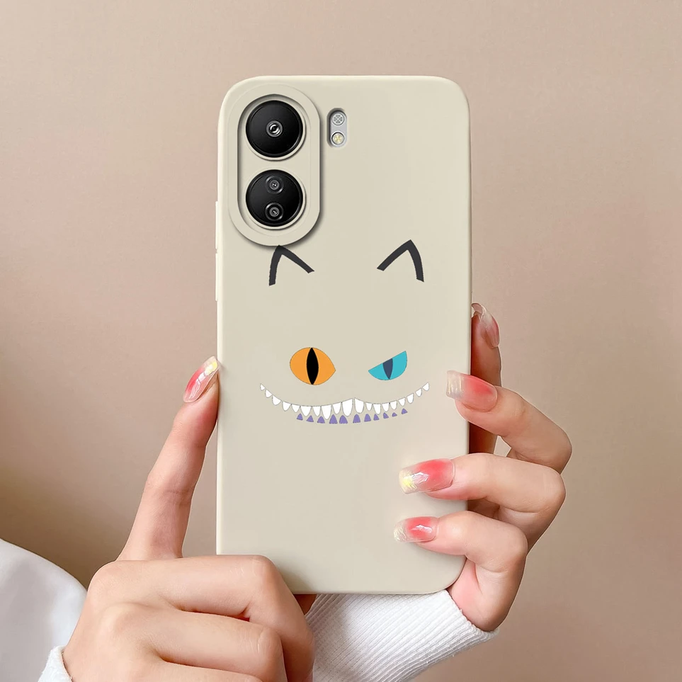 Casing ponsel cairan silikon lembut, pelindung ponsel bunga untuk Xiaomi Redmi 13C 4G, Funda tahan guncangan untuk Redmi13C redcocoque