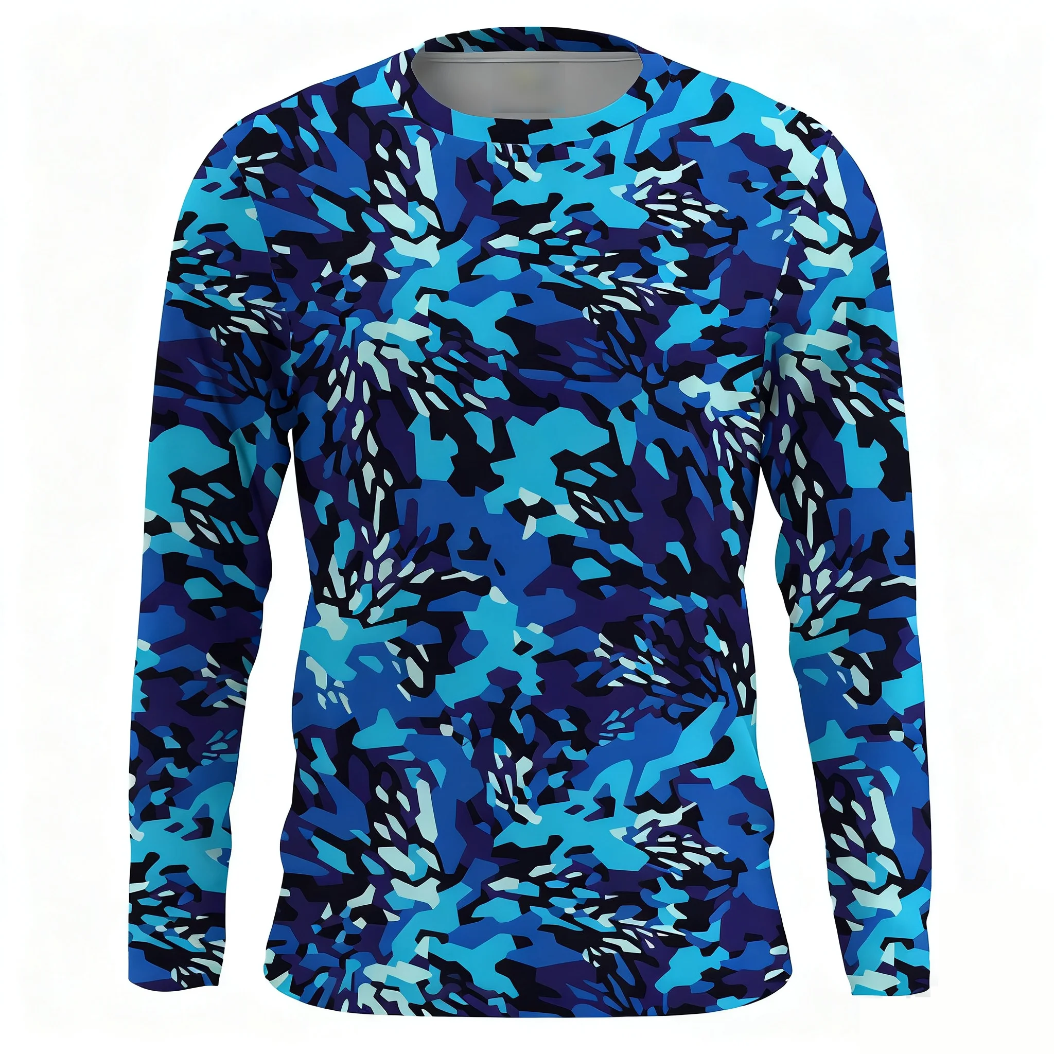 قميص صيد سمك السلمون القبيح المضحك لعيد الميلاد من Merry Fishmas بأكمام طويلة ورقبة مستديرة مع طباعة كاجوال، قابل للتنفس، qui