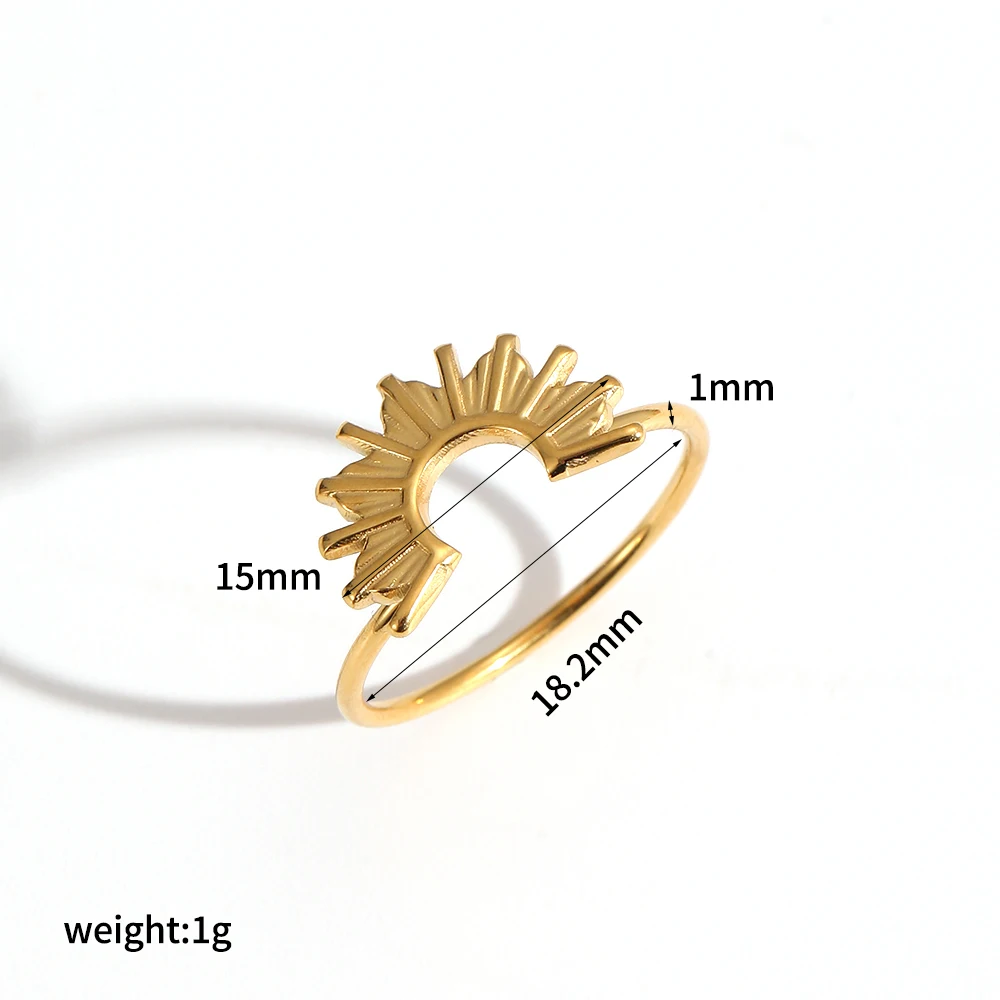 3-teiliges Set Elegante 18K Vergoldete Edelstahl Stapelbare Ringe Damen Weißer Zirkon Luxus Schmuck Accessoires – Detail 3