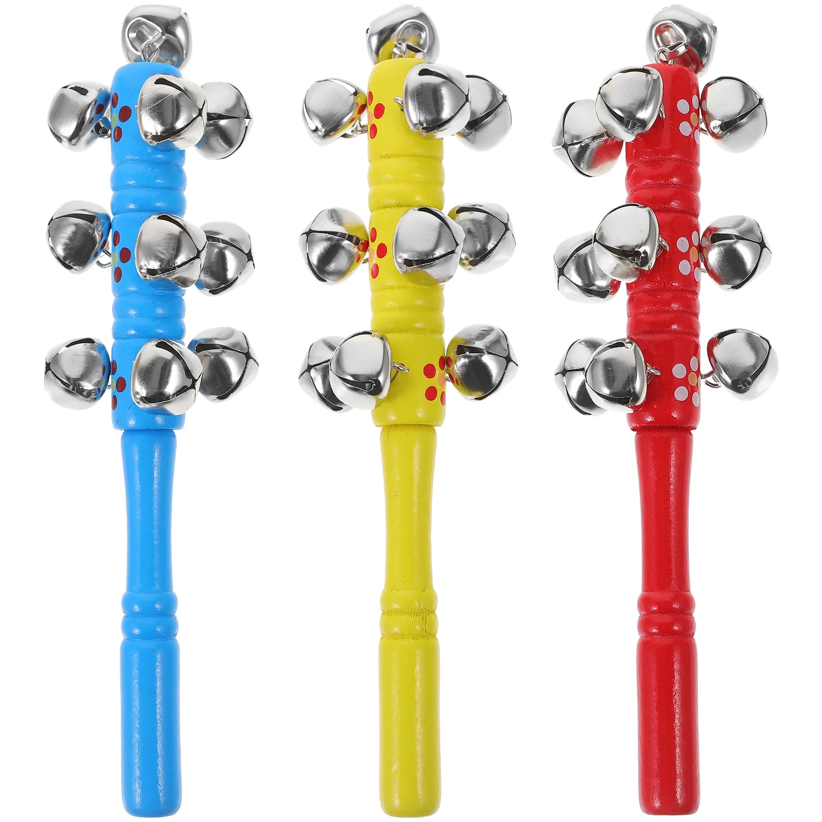 3 ชิ้น Jingle Stick Shaker ของเล่นกระดิ่งมือเครื่องดนตรี Sticks Instruments เด็ก