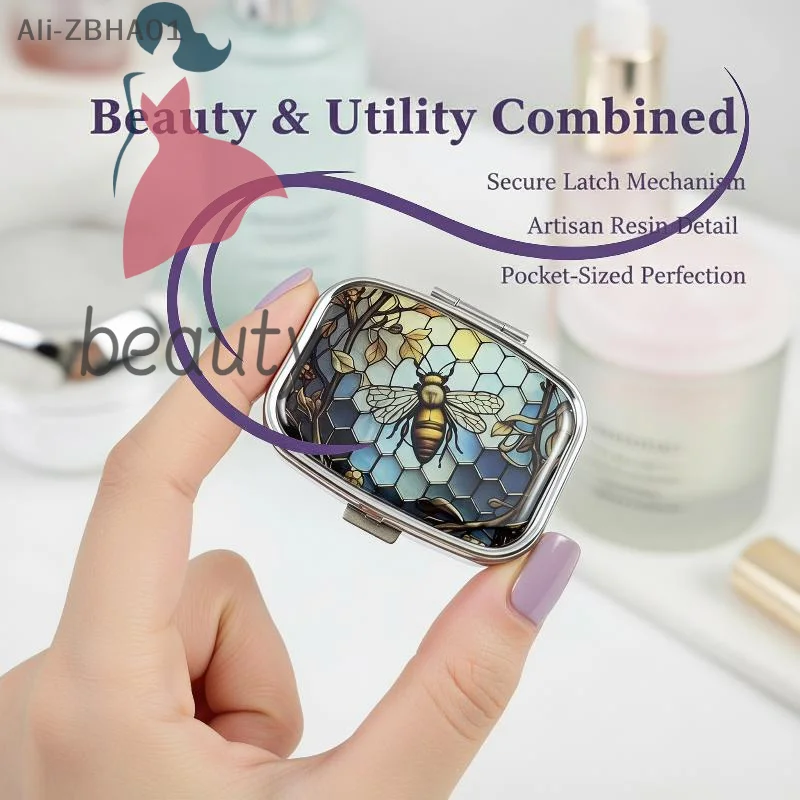 Waterproof 2 Compartment Metal Pill Box Square Portable Mini Pill Case for Outdoor Travel Pocket Carry