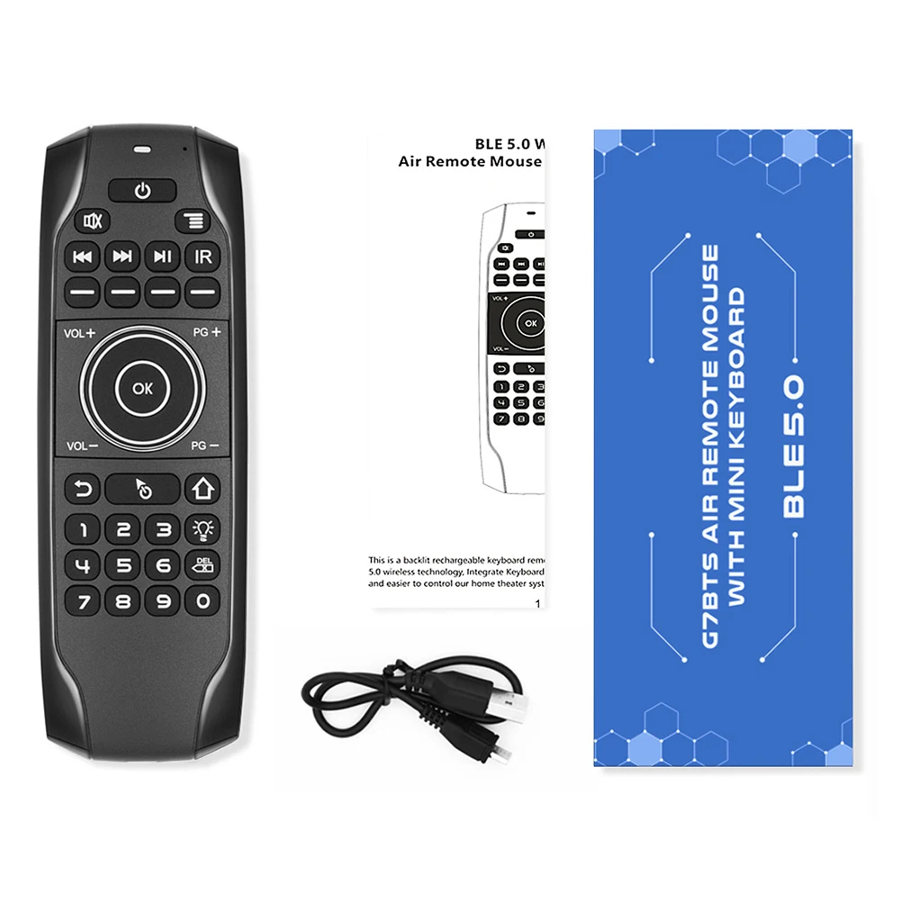 

Air Mouse IR Backlight Remote Control Bluetooth-compatible IR Learning Remote Control Micro USB Charging 200mAh for PC Projector
