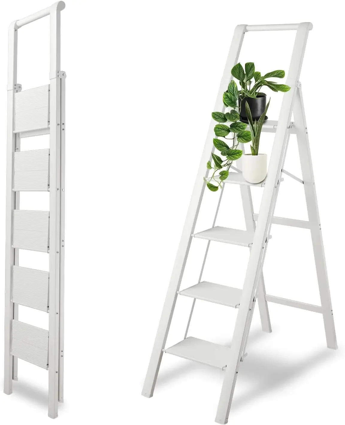 

5 Step Ladder, Lightweight Folding Step Stool for Home, 330 Lbs Capacity for Adults, Portable Sturdy Step Ladder with Non