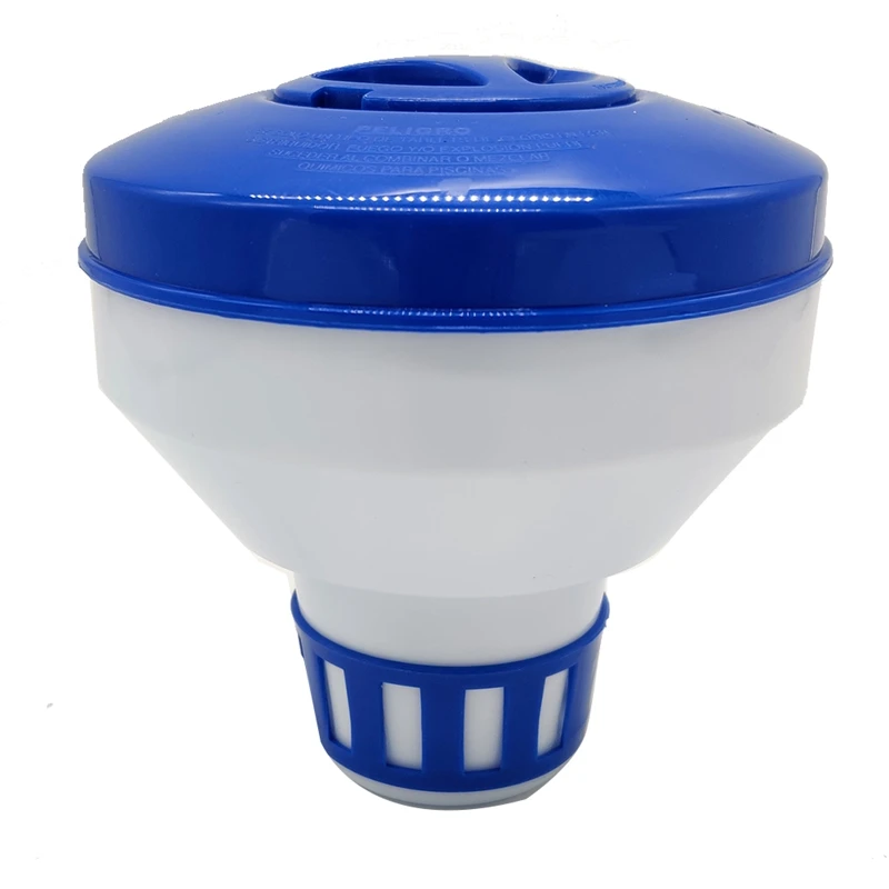 1 Piece Deluxe Pool Chlorine Floater Dispenser 3Inch Tablets, 7Inch Diameter Blue&White