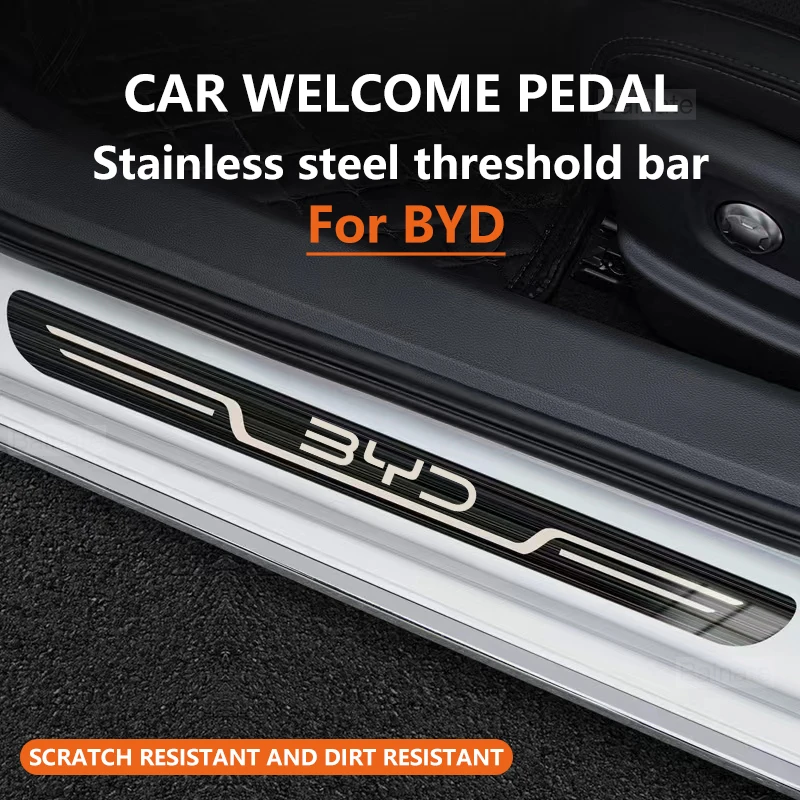 Stainless Steel Car Door Sill Scuff Plate for BYD Atto 3 Dolphin F3 DMi Song Yuan EV 2023-2024 Anti-Scratch Seal Tang Protection