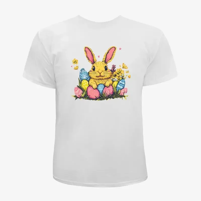 Easter Bunny with Easter Eggs Tee Women Men Graphic Unisex T Shirt Adult Tee