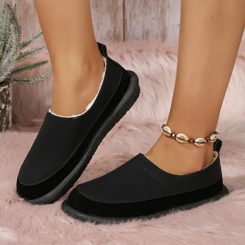 Ladies Shoes 2024 High Quality Slip-on Women's Flats Fashion Short Plush Daily Flats Women New Round Toe Flat Low Heels Zapatos