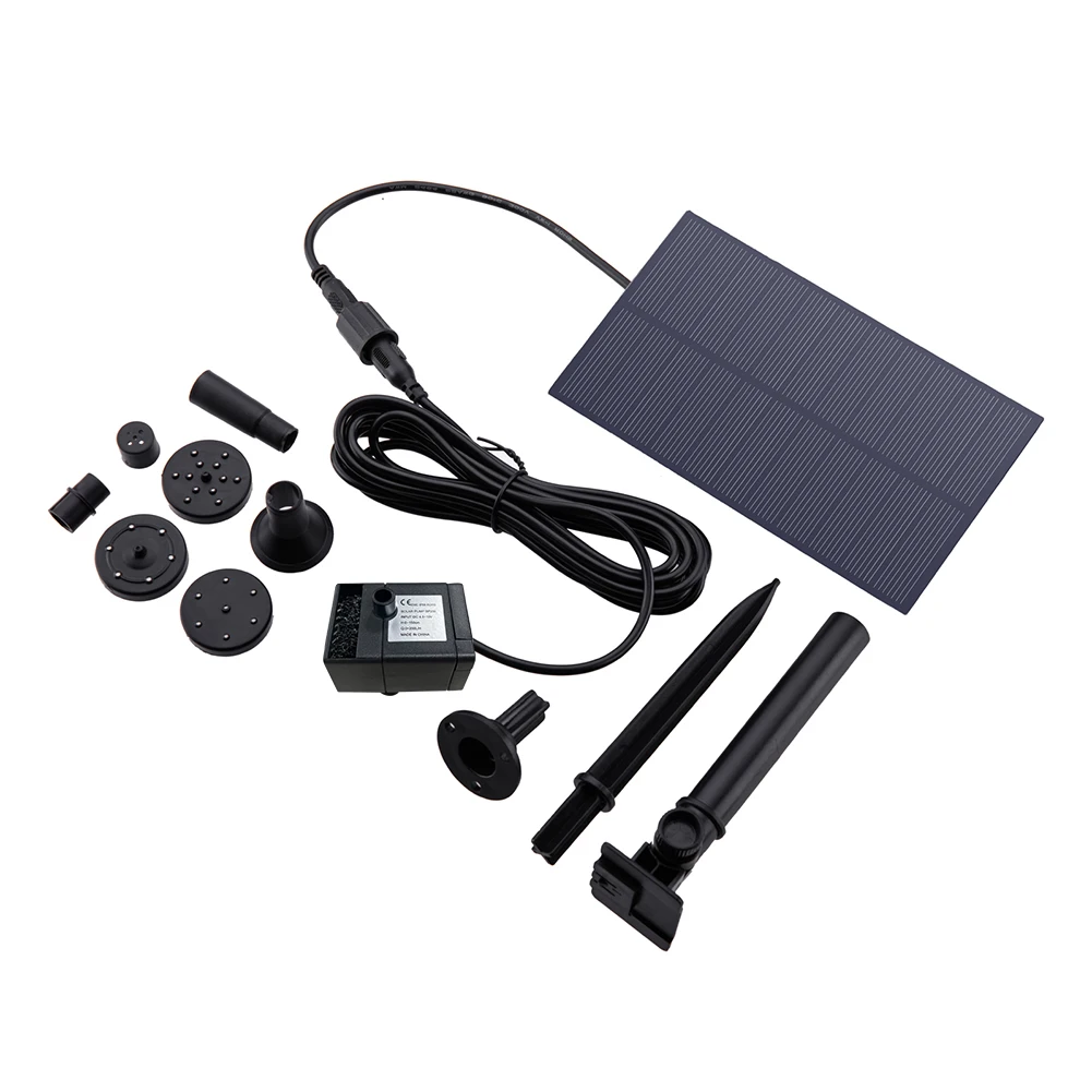 5W 5V Fontana Pannello Pompa Decorazione del Giardino con Palo Pannello Solare Pompa Sistema di Irrigazione Risparmio Energetico 180L/h Kit per Acquario