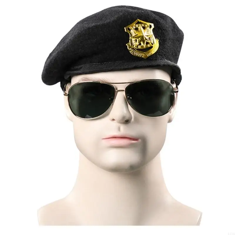قبعة L5YA أنيقة لزي كابتن البحارة الأمنيين قبعات صوفية مزخرفة قابلة للتنفس ومريحة #4