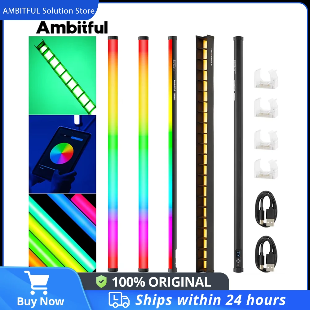 AMBITFUL A2 plus 2500K-8500K RGB Tube Light Full Color LED Video Stick Light CRI 95+ TLCI 97+，Built-in Lithium Battery Control